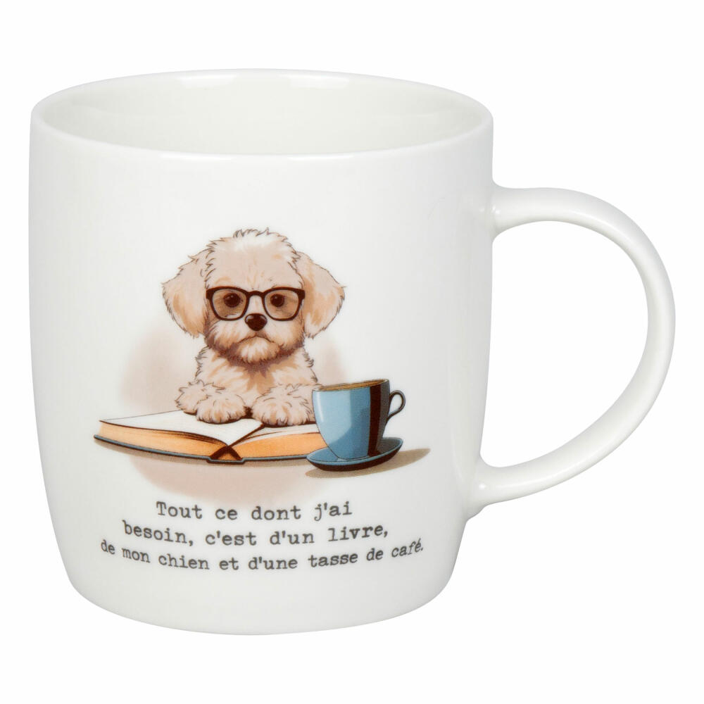 Könitz Becher Livres, chien & café, New Bone China, Bunt, 400 ml, 11 7 275 2915