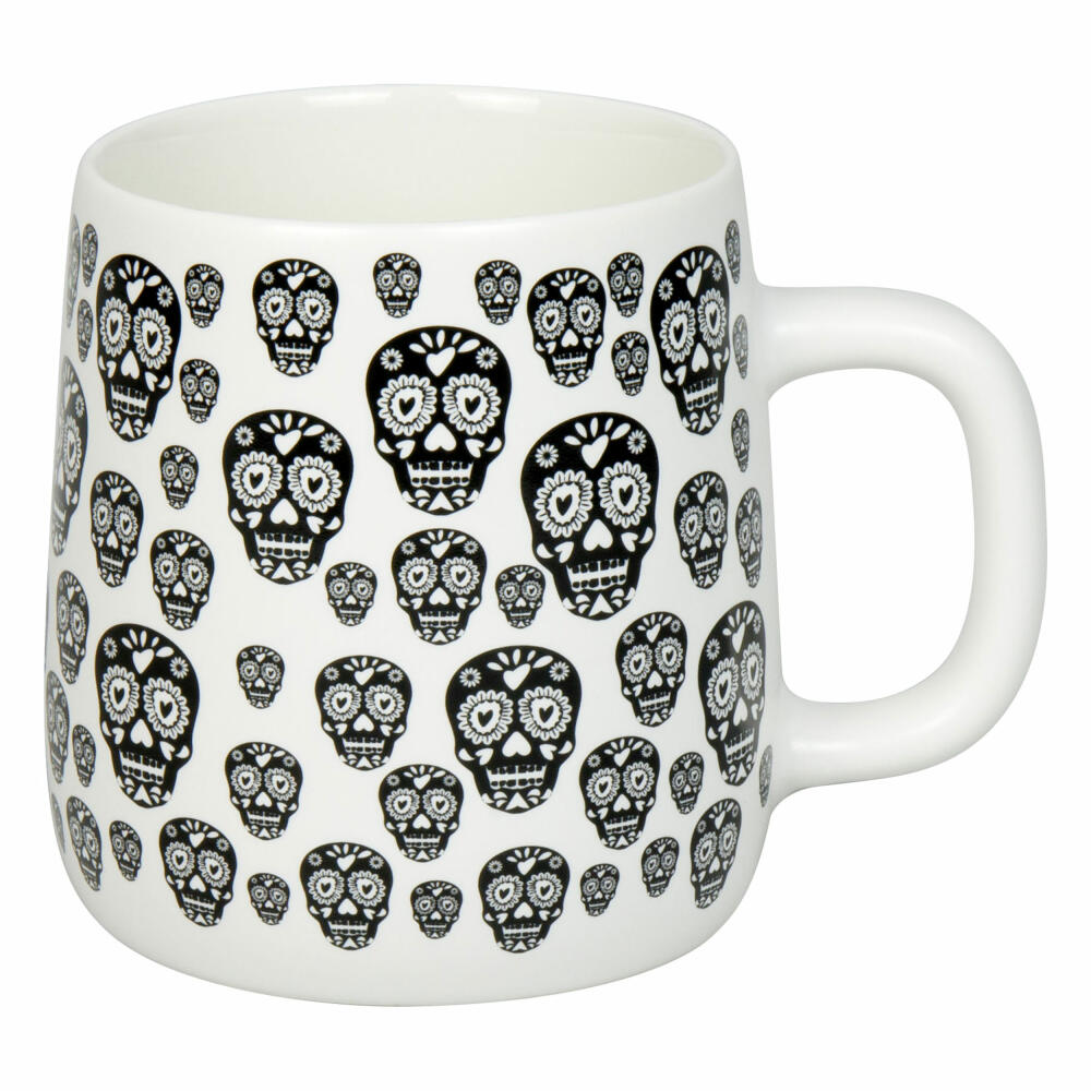 Könitz Becher Calavera Mexicanas White, New Bone China, Schwarz, 395 ml, 11 7 239 2921