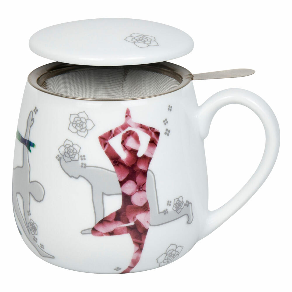 Könitz Becher mit Sieb und Deckel Yoga in Nature, Porzellan, Lila, 400 ml, 11 5 143 2934