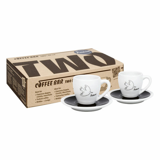 Könitz Espressotassen 2er Set Coffee Bar Two - Picasso La Colombe de Paix, Porzellan, Schwarz, 80 ml, 17 5 800 1989