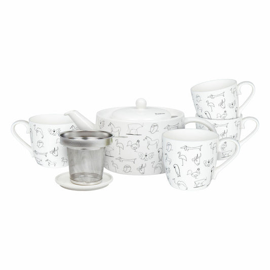 Könitz Tee-Set 6-tlg. Picasso Animaux, Bone China, Schwarz, 1400 ml, 11 5 000 0104