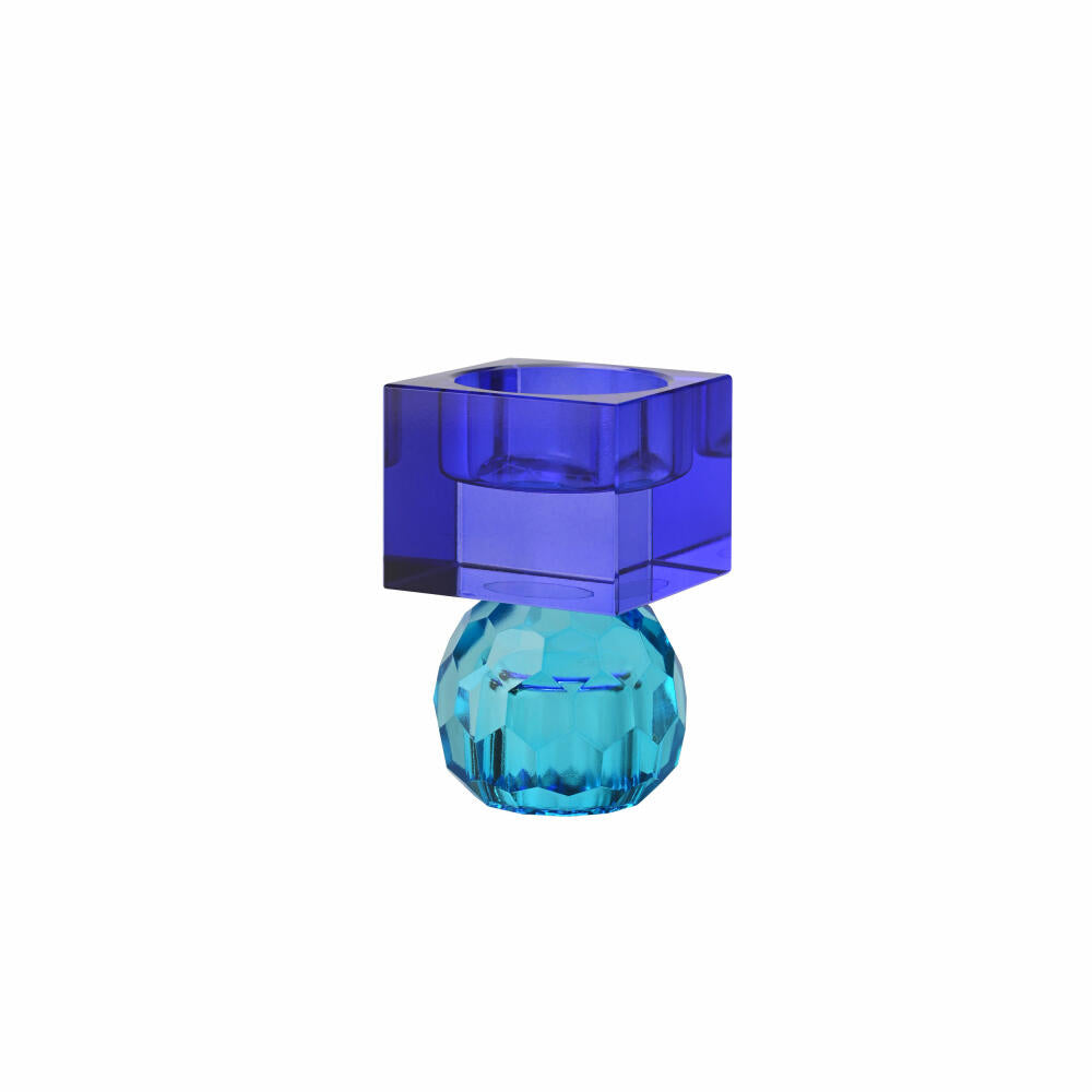 Gift Company Candle Holder / Tealight Holder Sari Ball Cube, Candle Holder, Glass, Blue / Dark Blue, H 8 cm, 1163001009