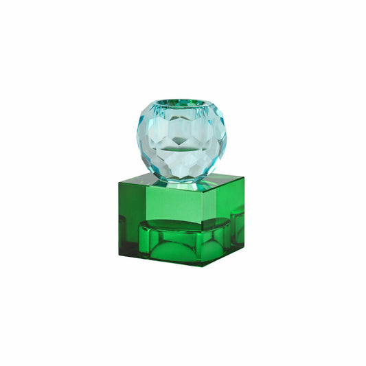 Gift Company Kerzenhalter / Teelichthalter Sari Kugel Cube, Kerzenständer, Glas, Hellblau / Grün, H 8 cm, 1163001008
