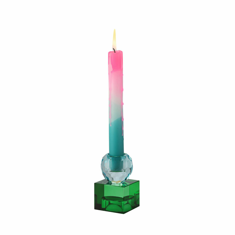 Gift Company Kerzenhalter / Teelichthalter Sari Kugel Cube, Kerzenständer, Glas, Hellblau / Grün, H 8 cm, 1163001008