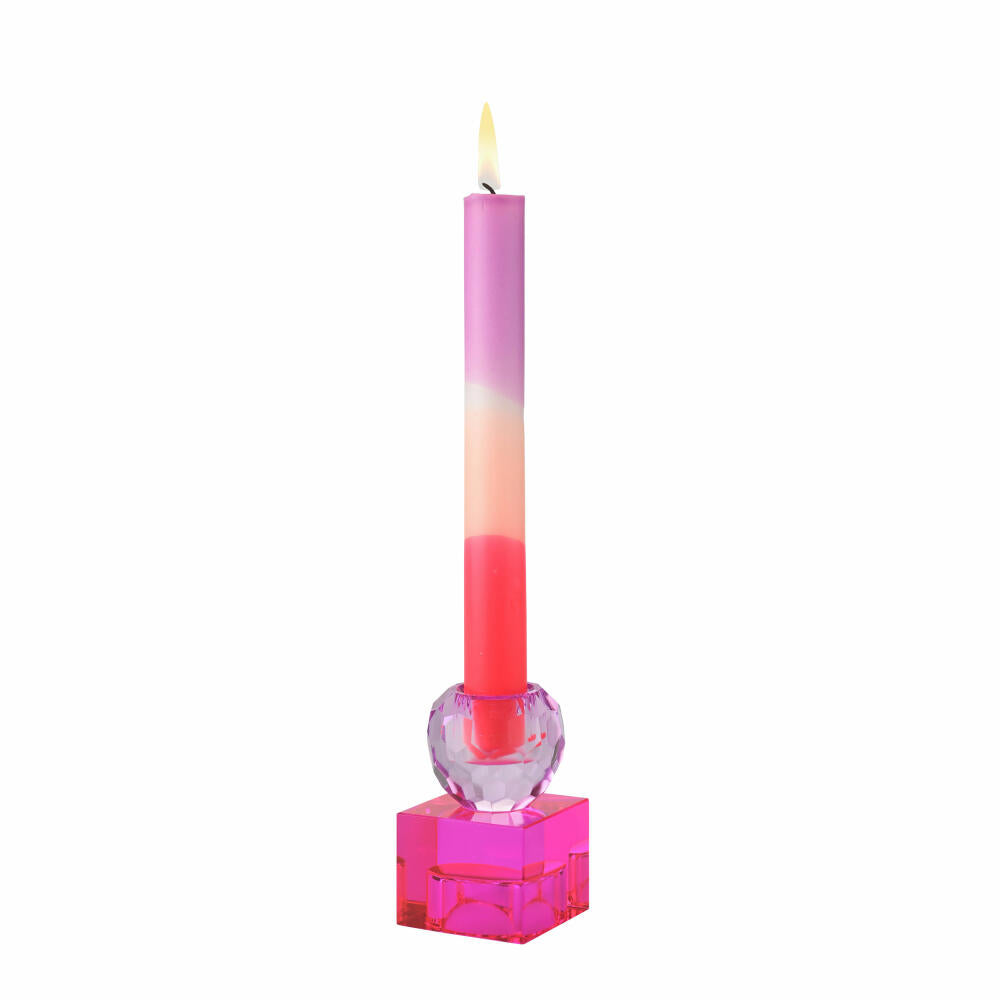 Gift Company Candle Holder / Tealight Holder Sari Ball Cube, Candle Holder, Glass, Light Purple / Pink, H 8 cm, 1163001013
