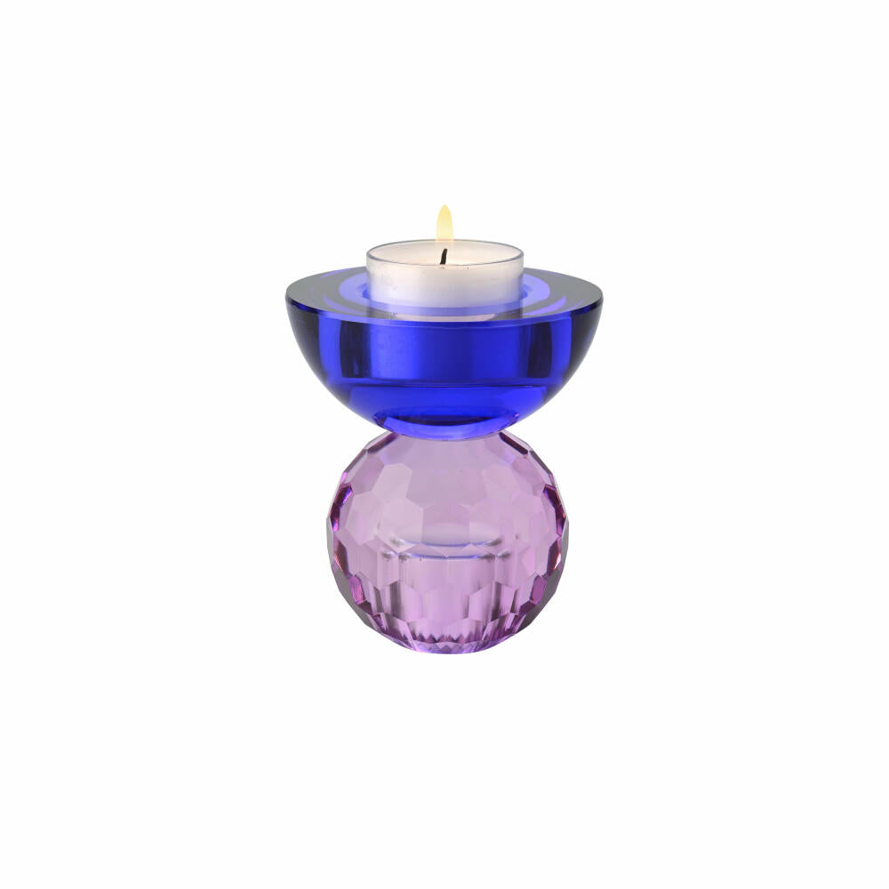 Gift Company Kerzenhalter / Teelichthalter Sari Kugel Cabochon, Kerzenständer, Glas, Flieder / Blau, H 9 cm, 1163201009