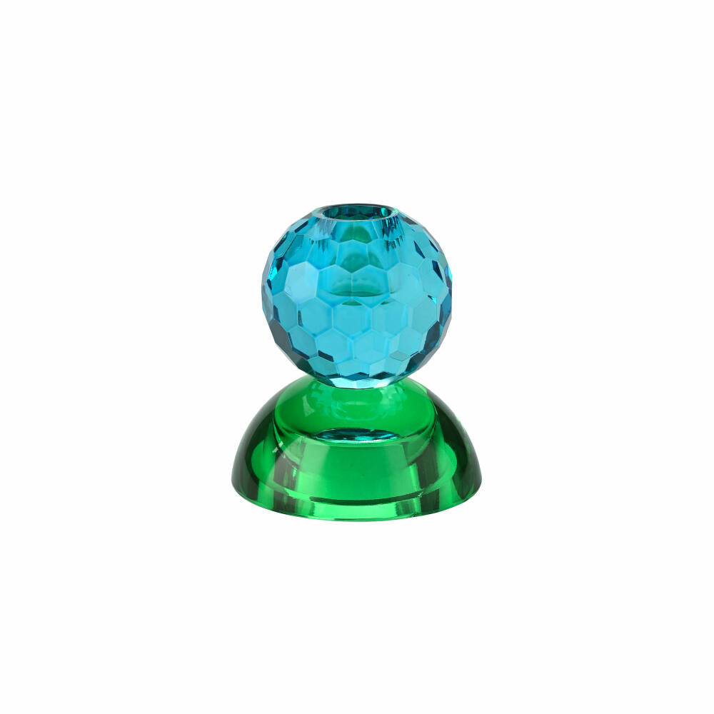 Gift Company Candle Holder / Tealight Holder Sari Ball Cabochon, Candlestick, Glass, Blue / Green, H 9 cm, 1163201008