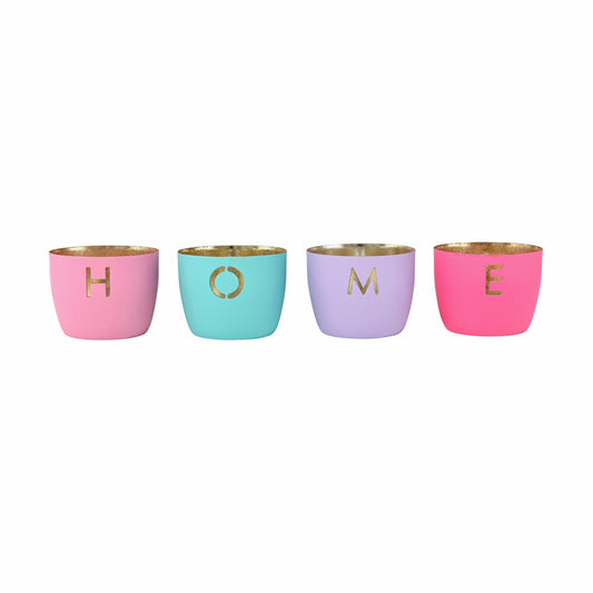 Gift Company lantern Madras Home XS, set of 4, tealight holder, candle holder, iron, pink / turquoise / purple / hot pink, H 4.5 cm, 1171202020