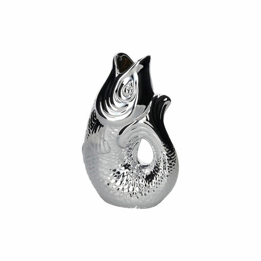 Gift Company Vase Monsieur Carafon S, Dekovase in Fisch-Form, Steingut, Silber, 25.2 cm, 1087403022