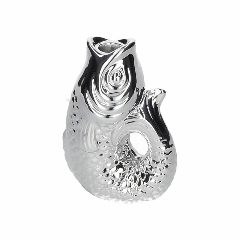Gift Company Kerzenhalter Monsieur Carafon S, Kerzenständer in Fisch-Form, Steingut, Silber, H 16.2 cm, 1055303022