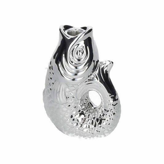 Gift Company Kerzenhalter Monsieur Carafon S, Kerzenständer in Fisch-Form, Steingut, Silber, H 16.2 cm, 1055303022