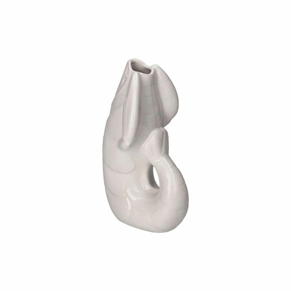 Gift Company Vase Madame Crevette S, Dekovase in Hummer-Form, Steingut, Weiß, H 26.7 cm, 1214503001