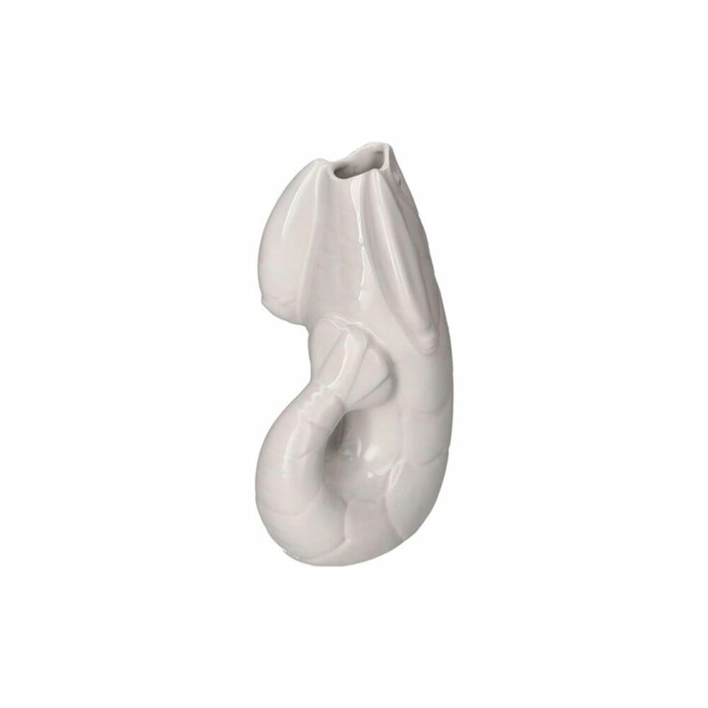 Gift Company Vase Madame Crevette S, Dekovase in Hummer-Form, Steingut, Weiß, H 26.7 cm, 1214503001