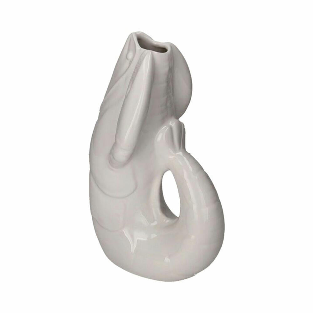 Gift Company Vase Madame Crevette L, Dekovase in Hummer-Form, Steingut, Weiß, H 32 cm, 1214505001