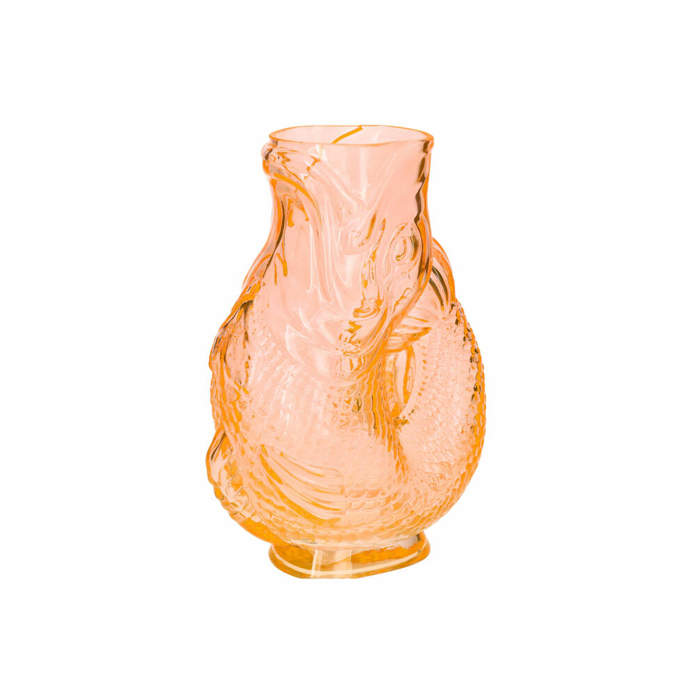 Gift Company Vase Jacquard M, Dekovase in Fisch-Form, Glas, Orange, H 30 cm, 1217104011