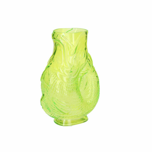 Gift Company Vase Jacquard M, Dekovase in Fisch-Form, Glas, Grün, H 30 cm, 1217104010
