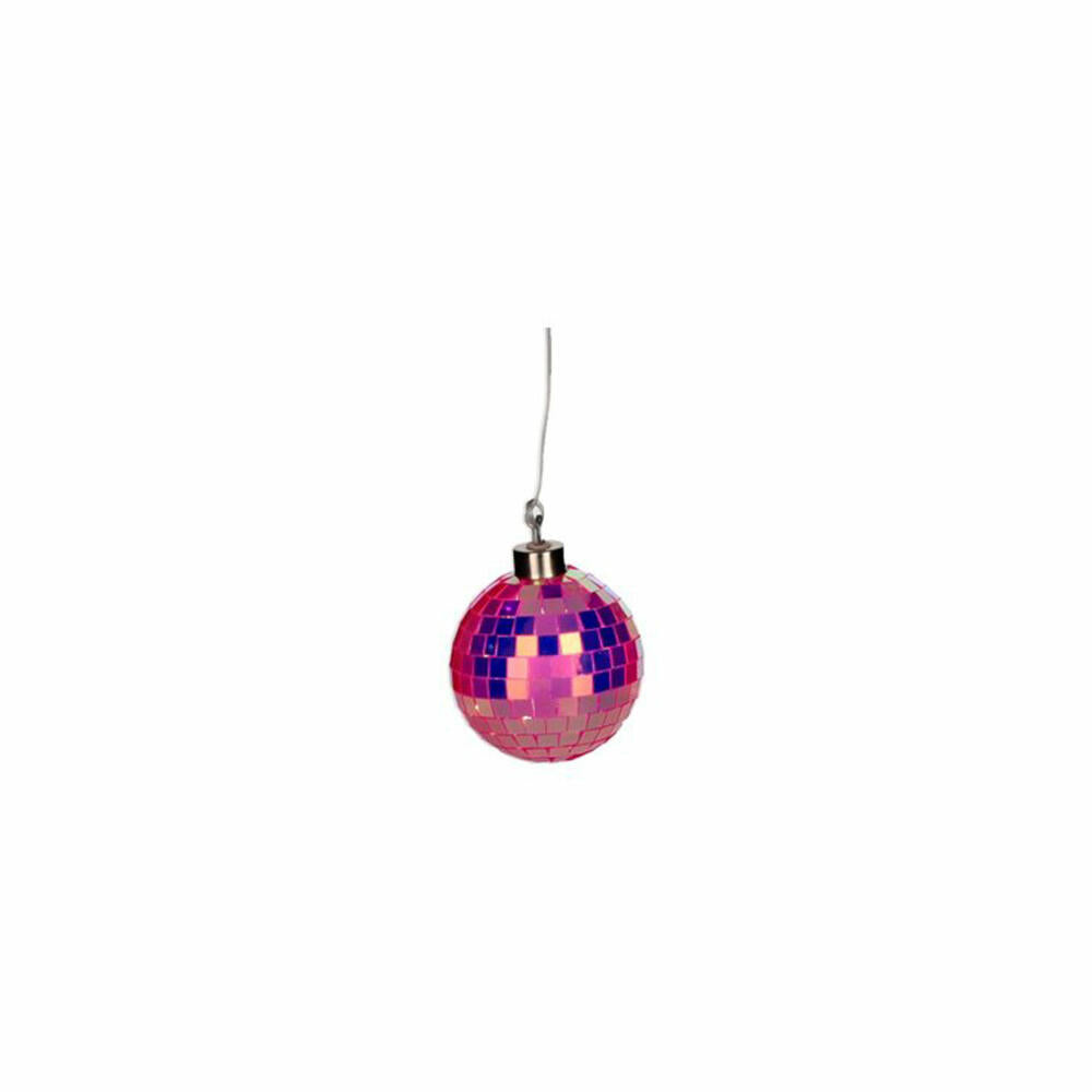 Gift Company LED-Kugel Disco, Discokugel, Weihnachtskugel, Dekokugel, Glas / Polyester, Neon Pink, Ø 8 cm, 1217903082