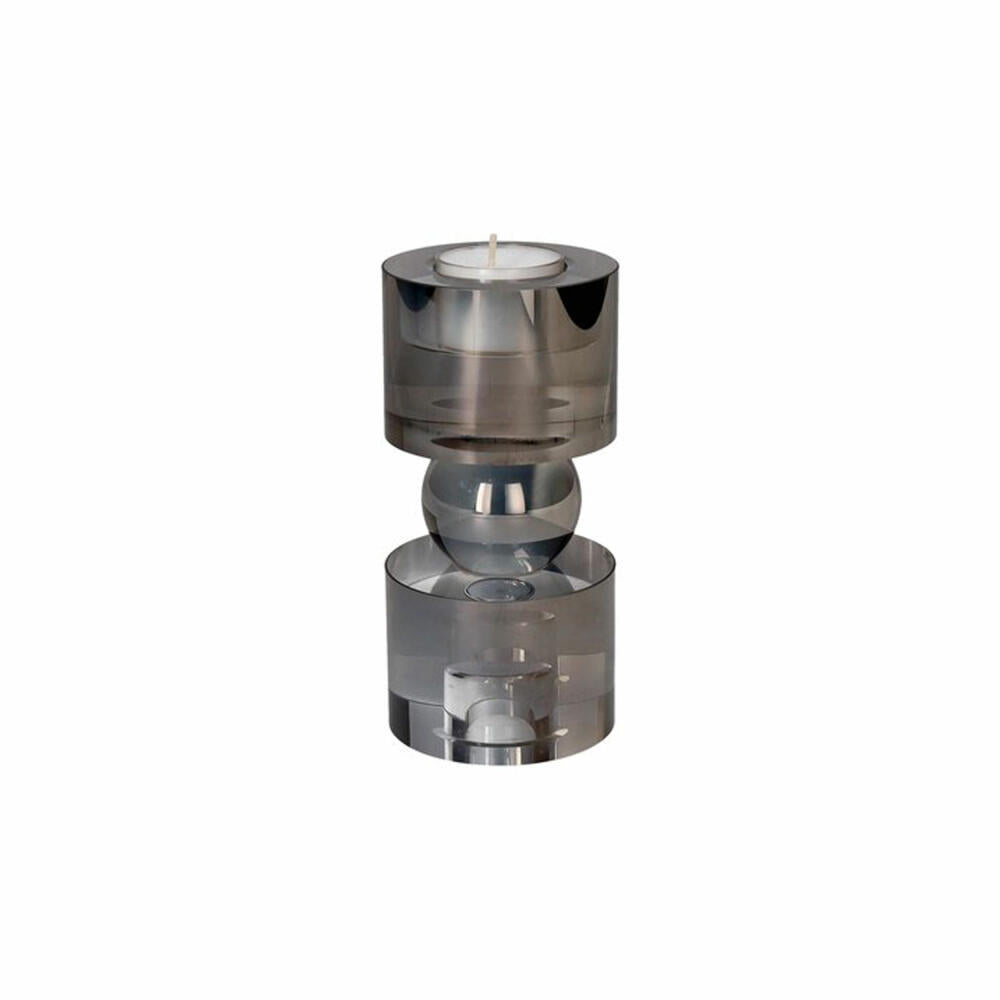 Gift Company Teelichthalter Sari S, Kerzenhalter, Kristallglas, Grau, H 15 cm, 1218303004