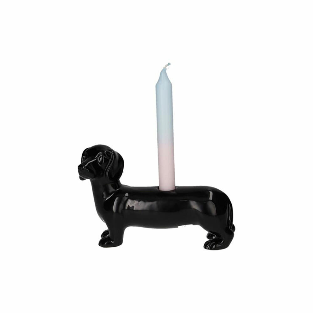 Gift Company Kerzenhalter Mignon, Dackel, Kerzenständer in Hund-Form, Dolomit, Schwarz, H 13.2 cm, 1221401002