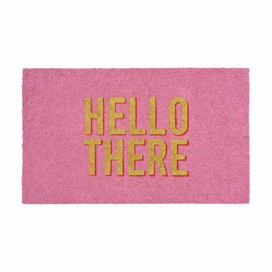 Gift Company Fußmatte Hello there, Türmatte, Schmutzfangmatte, Kokos / PVC, Glitzer Rosa, 75 x 45 cm, 1235301012