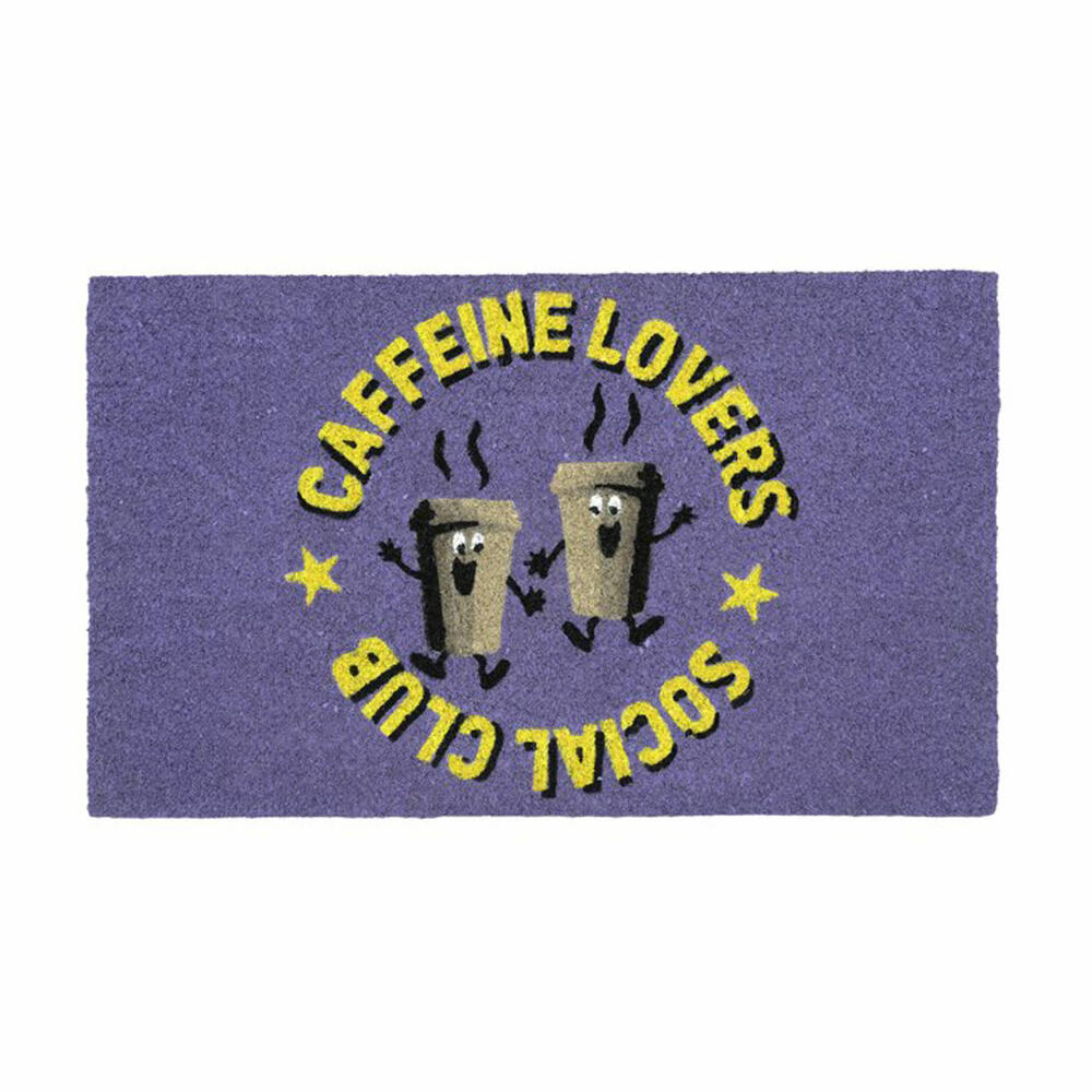 Gift Company Fußmatte Caffeine lovers social club, Türmatte, Schmutzfangmatte, Kokos / PVC, Lila, 75 x 45 cm, 1235401014