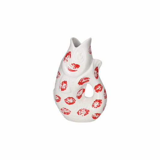 Gift Company Vase Monsieur Carafon S, Dekovase in Fisch-Form, Steingut, Lips, Weiß / Rot, 25.2 cm, 1236803001