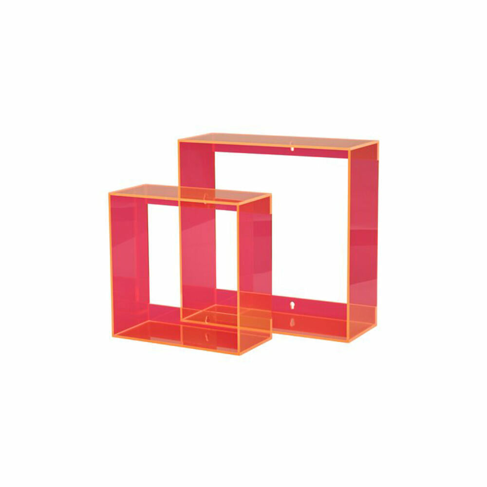 Gift Company Wandregal Tokio, 2-tlg., Hängeregal, Bücherregal, Quadrat, Acryl, Orange, 1236201013