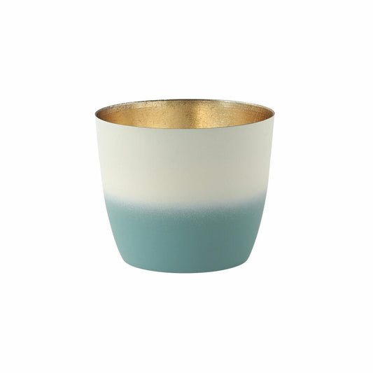 Gift Company Windlicht Madras M, Teelichthalter, Kerzenhalter, Eisen, Farbverlauf, Powder Blue / Weiß / Gold, 8.5 cm, 1054504063