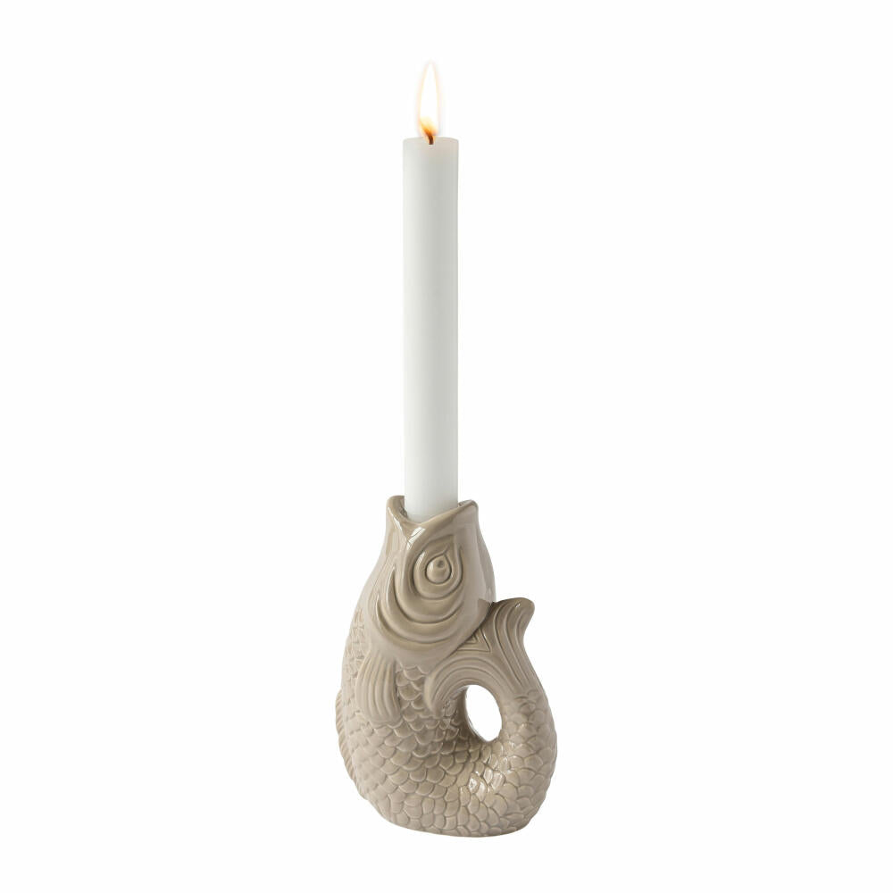 Gift Company candle holder Monsieur Carafon S, candle holder in fish shape, stoneware, sandstone, H 16.2, 1055303029