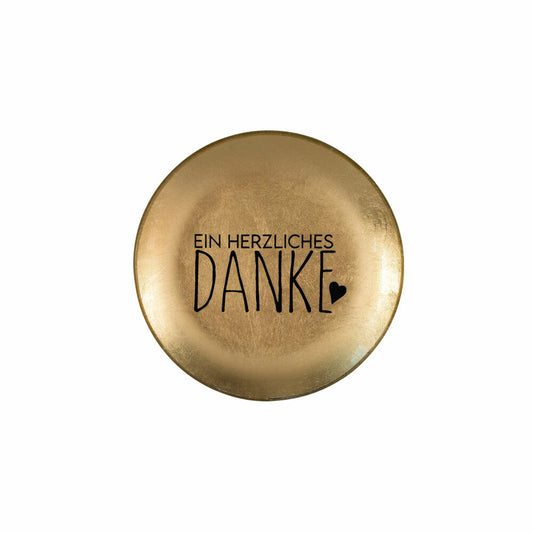 Gift Company Glasteller Love Plates Ein herzliches Danke S, rund, Dekoteller, Schale, Glas, Gold, 10 cm, 1061103021