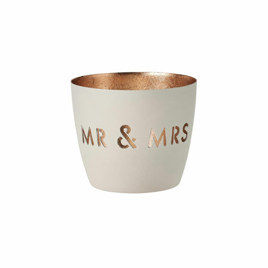 Gift Company Windlicht Madras Mr & Mrs M, Teelichthalter, Kerzenhalter, Eisen, Weiß, Gold, 8.5 cm, 1063204001