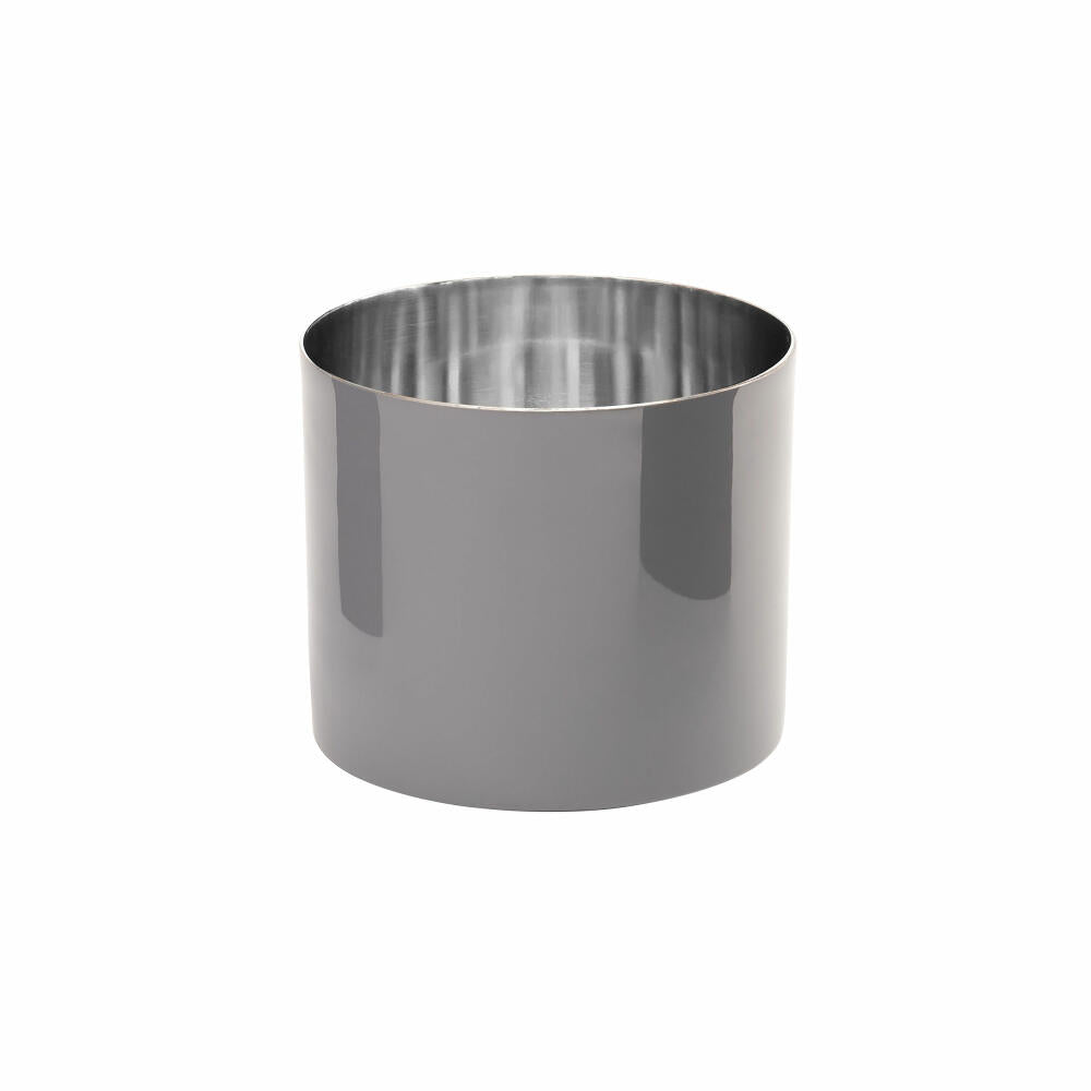Gift Company Saigon Windlicht L, Teelichthalter, Kerzenhalter, Emaille, Edelstahl, Cool Gray / Silber, H 10 cm, 1084304061