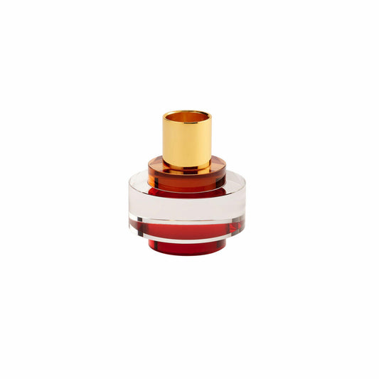 Gift Company Dioptrics Kerzenhalter, Rund, Kerzenständer, Kerzen Halter, Kristallglas, Rot, H 7 cm, 1086803003