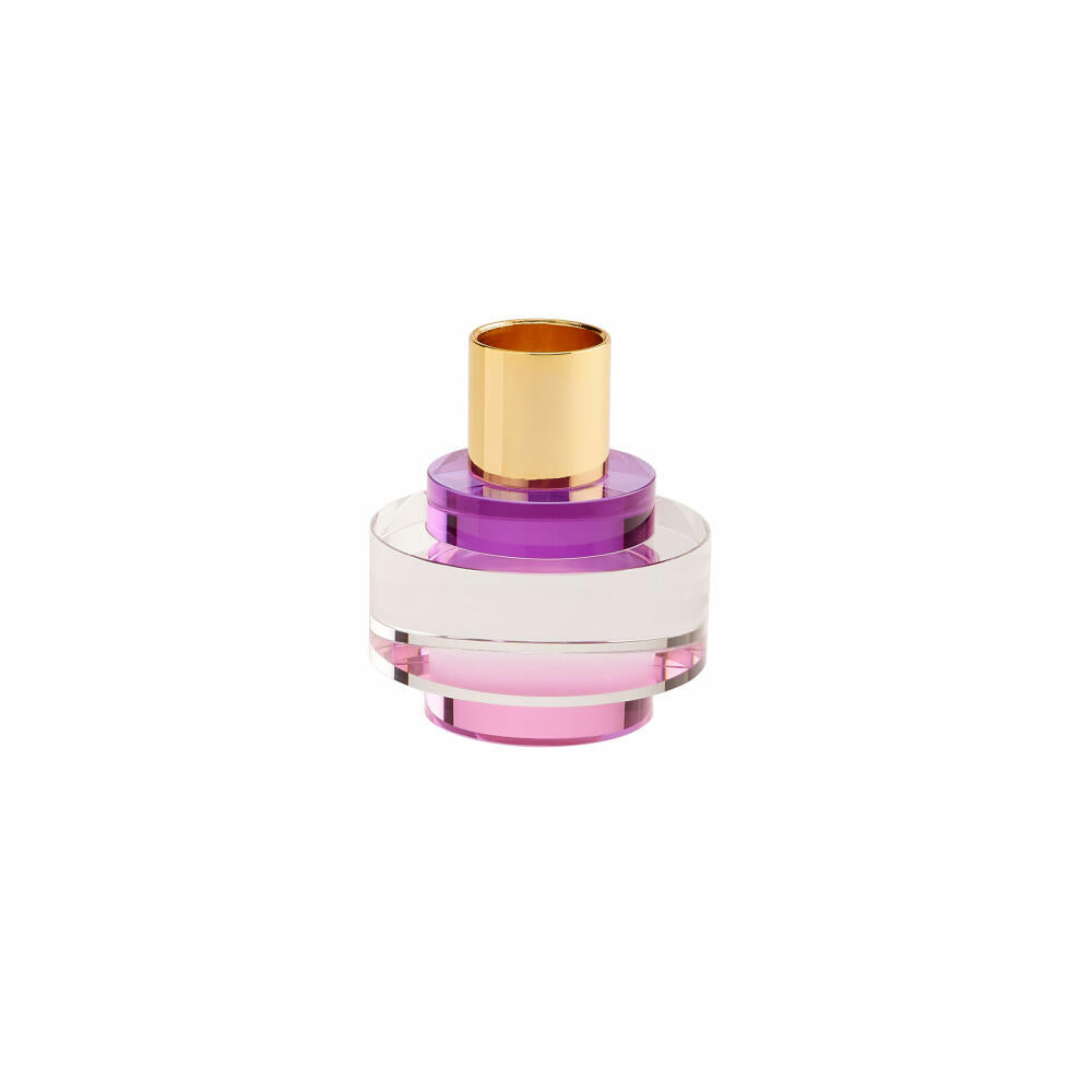 Gift Company Dioptrics Kerzenhalter, Rund, Kerzenständer, Kerzen Halter, Kristallglas, Lila, H 7 cm, 1086803014