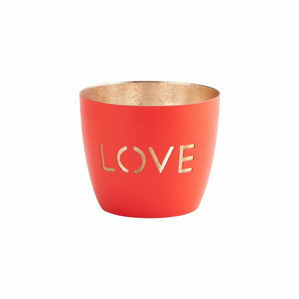 Gift Company Windlicht Madras Love M, Teelichthalter, Kerzenhalter, Eisen, Neon Rot, Gold, 8.5 cm, 1092004083