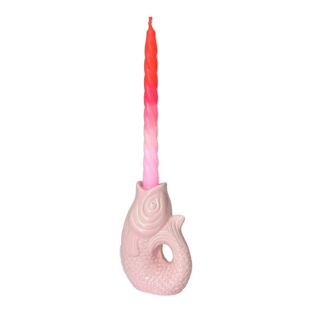 Gift Company Kerzenhalter Monsieur Carafon S, Kerzenständer in Fisch-Form, Steingut, Sea Pink, H 16.2 cm, 1055303012