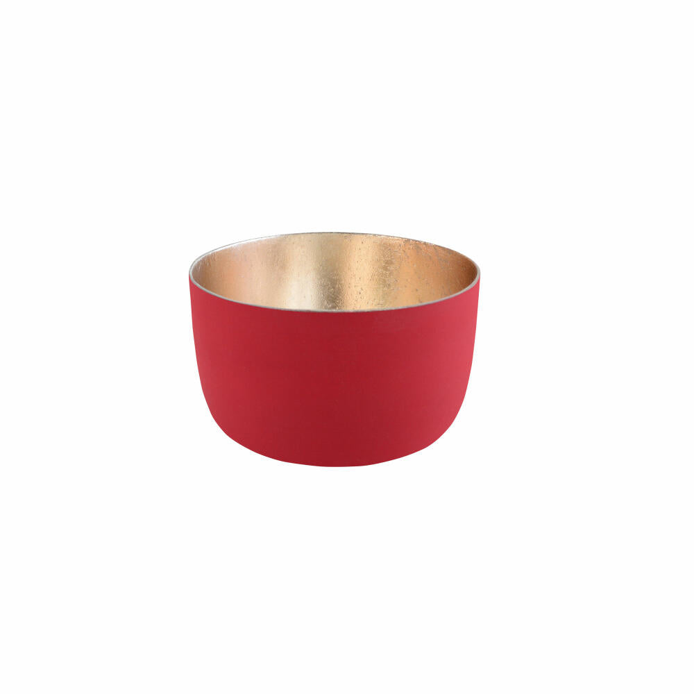 Gift Company Lantern Madras S, Tealight Holder, Candle Holder, Iron, Matt Red / Gold, H 5 cm, 77564