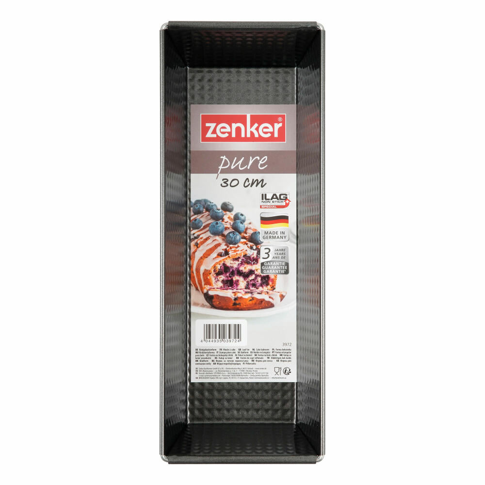 Zenker Pure Königskuchenform, Königskuchen Form, Kastenform, Backform, Kuchenform, Ilag Special, Schwarz, L 30 cm, 3972