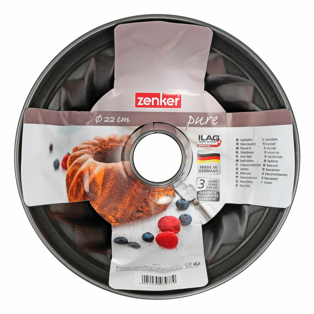 Zenker Pure Gugelhupfform, Gugelhupf Form, Backform, Kuchenform, Ilag Special, Schwarz, Ø 22 cm, 3977