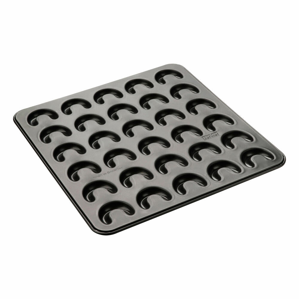 Zenker Sparkling Christmas Vanillekipferlblech, Vanillekipferl Blech, Backform, Plätzchen Form, Antihaftbeschichtung, Schwarz, 30 cm, 6001