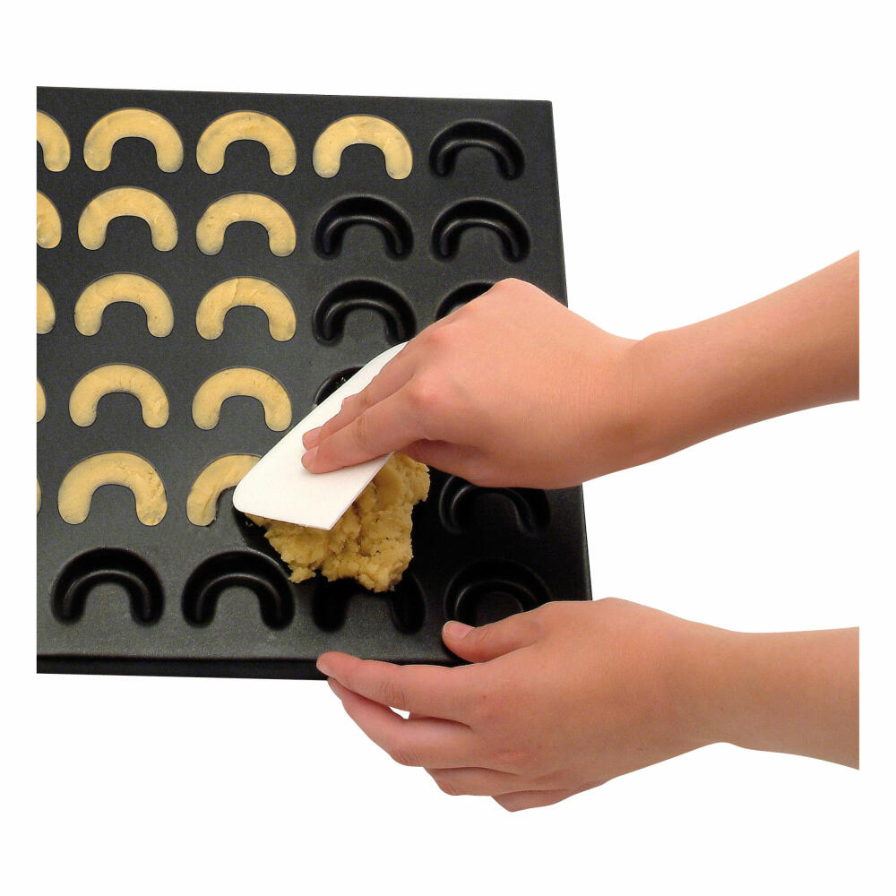 Zenker Sparkling Christmas Vanillekipferlblech, Vanillekipferl Blech, Backform, Plätzchen Form, Antihaftbeschichtung, Schwarz, 30 cm, 6001