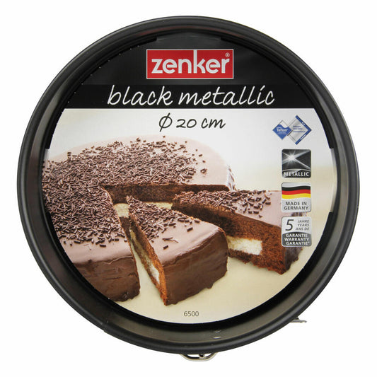 Zenker Black Metallic Springform, Spring Form, Backform, Kuchenform, Stahlblech mit Antihaftbeschichtung / Antihaft Classic, Schwarz, Ø 20 cm, 6500