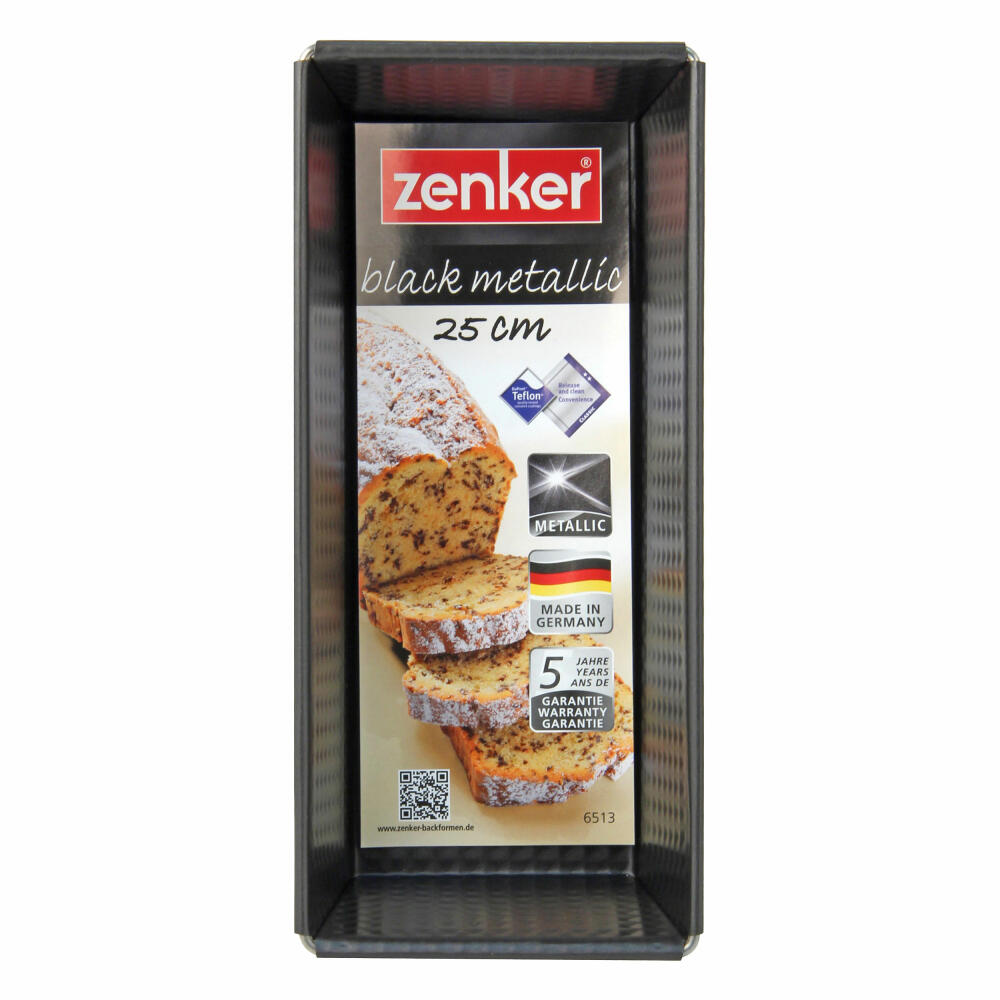 Zenker Black Metallic Königskuchenform, Königskuchen Form, Kastenform, Backform, Kuchenform, Stahlblech mit Antihaftbeschichtung / Antihaft Classic, Schwarz, L 25 cm, 6513