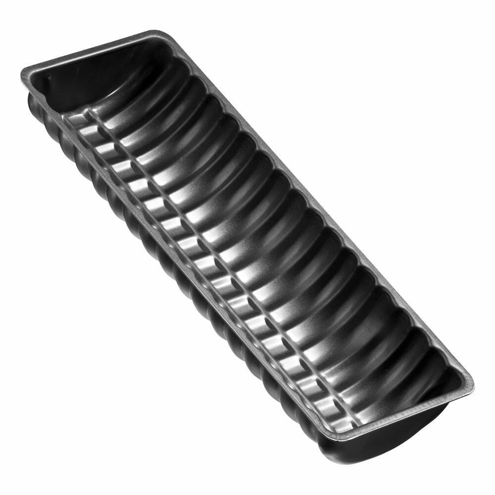 Zenker Black Metallic Venison Saddle/Ciabatta Mold, Ciabatta Mold, Baking Mold, Cake Mold, Sheet Steel with Non-Stick Coating / Non-Stick Classic, Black, L 30 cm, 6532
