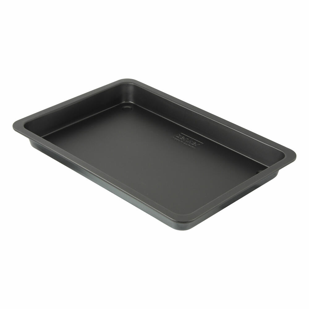 Zenker Black Metallic Pflaumenkuchenblech, Blechkuchen, Kuchen Blech, Backform, Kuchenform, Antihaft Classic, Schwarz, L 42 cm, 6536