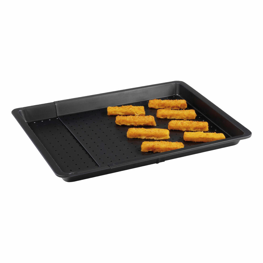 Zenker Black Metallic Baking Tray Extendable Perforated, Baking Tray, Baking Sheet, Cake Tray, Non-Stick Classic, Black, L 37 - 52 cm, 6539