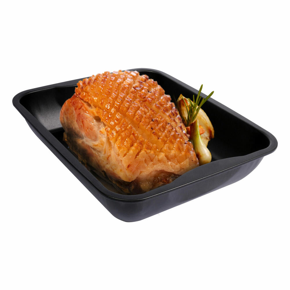 Zenker Special Cooking XXL roaster enamel, casserole dish, stew pot, goose roaster, sheet steel, black, L 40 cm, 7203