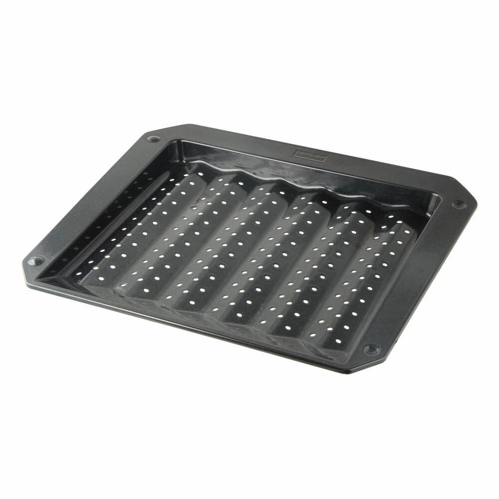 Zenker Special Cooking Grill- und Ofenblech Emaille, Backblech, Ofenschale, Ofen Blech, Gelocht, Stahlblech, Schwarz, L 38 cm, 7206