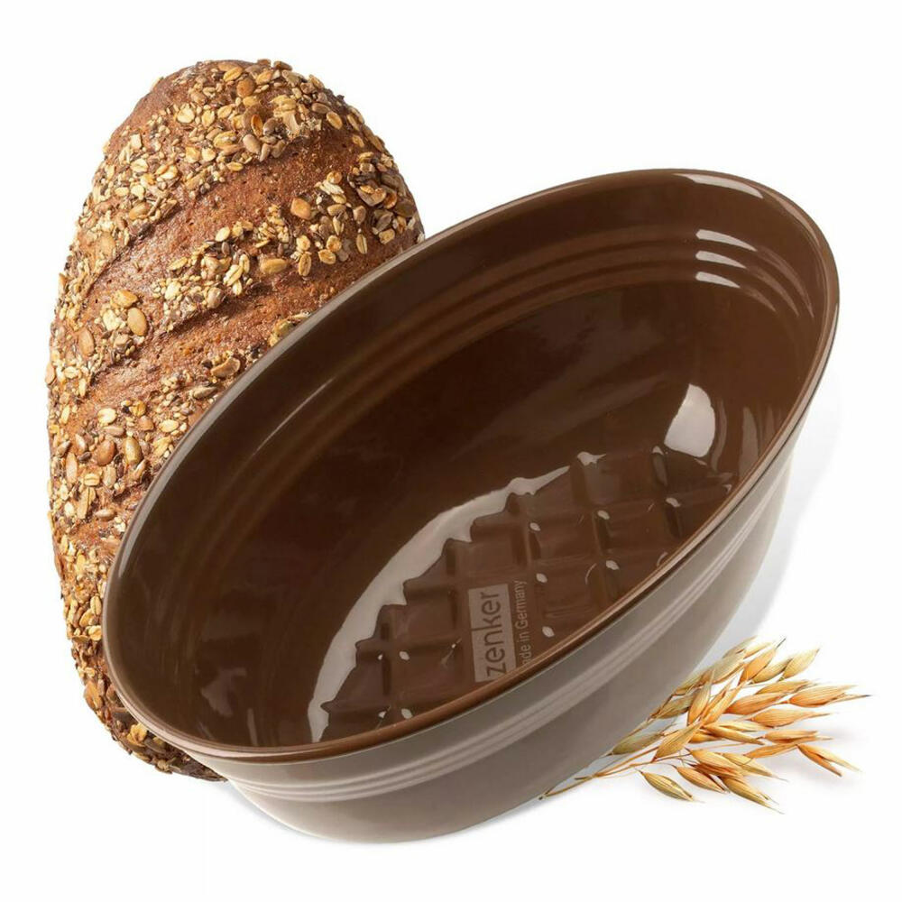 Zenker Brotlaibform Dein Brot! oval, Stahlblech emailliert, Gold / Braun, 26.5 x 16.5 x 9.5 cm, 7312