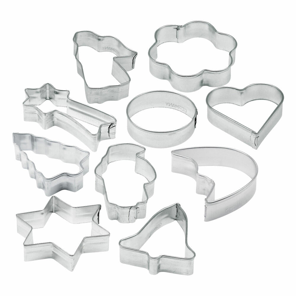 Zenker Ausstecher-Set, 10-tlg., Ausstechform, Ausstech Form, Plätzchen Ausstecher, Weißblech Verzinnt, 7731